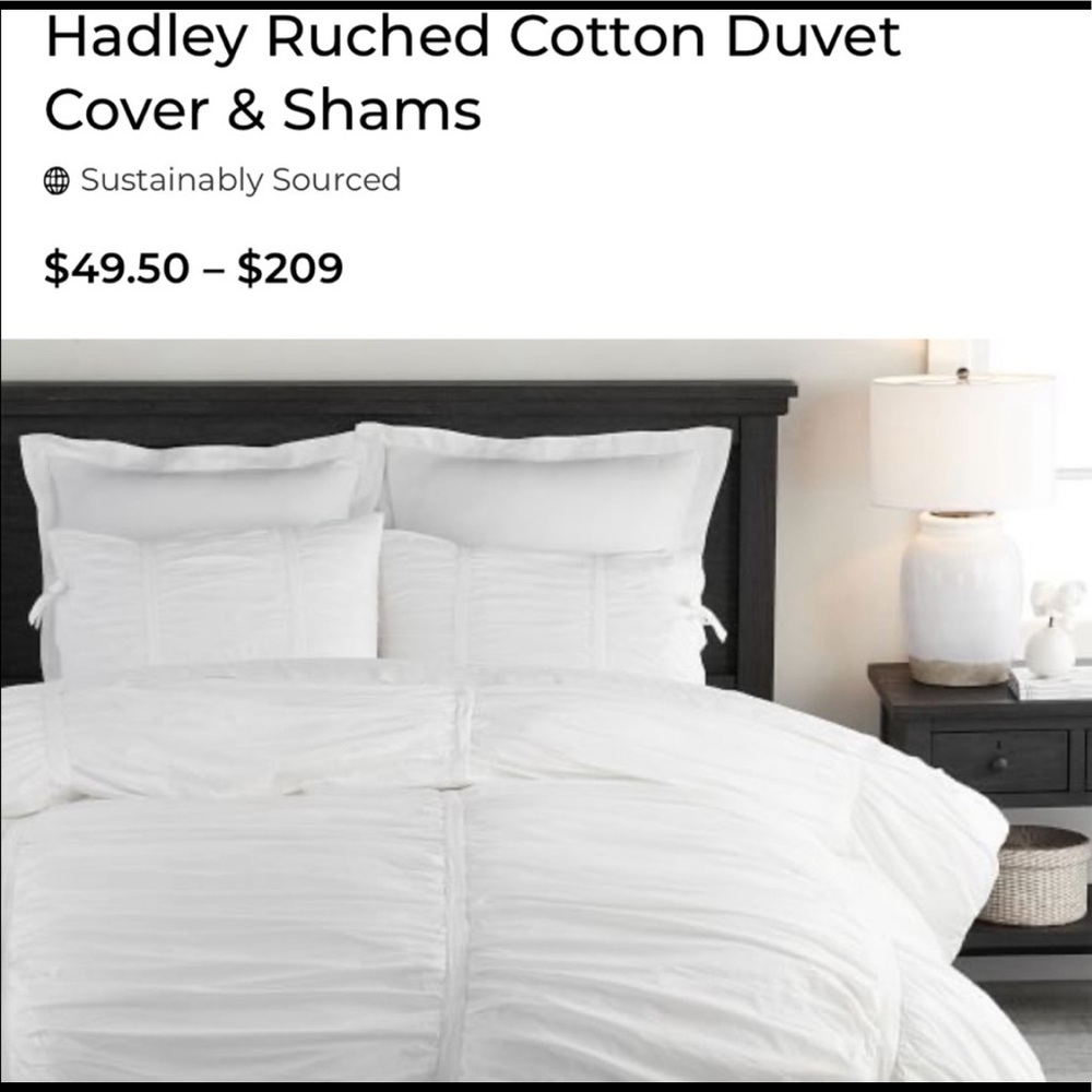 Pottery Barn Hadley Ruched Queen Duvet